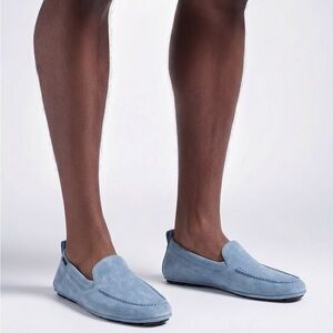 New Authentic Versace Villa Suede Driver Shoes – Blue (Size 47)